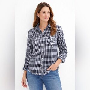 Tommy Hilfiger Navy and White Checkered button down Shirt / gingham/ cotton